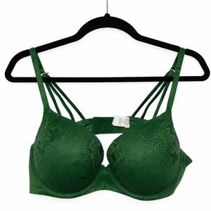 Aerie Green Floral Lace Strappy Demi Bra